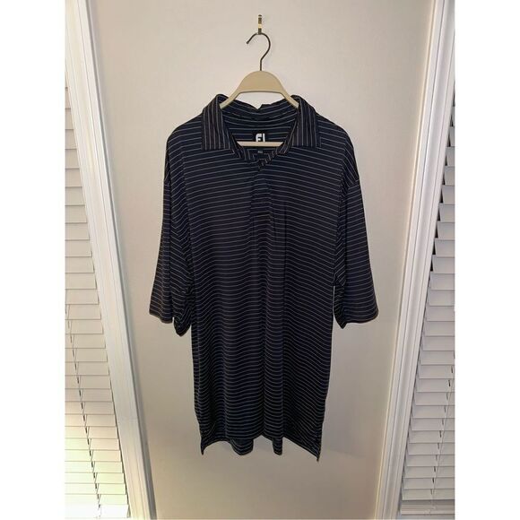 FJ Footjoy XXL Golf Polo Navy Striped - Picture 1 of 4
